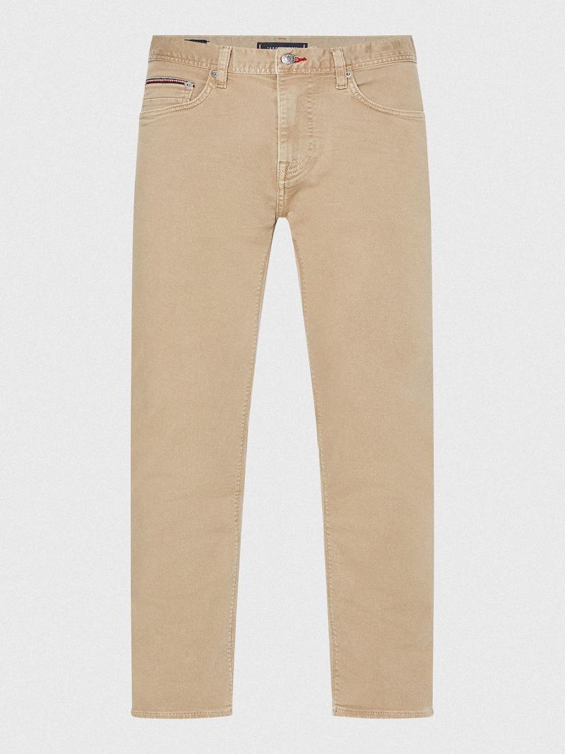 Férfi Tommy Hilfiger Slim fit khaki wash Farmer Nadrág Bézs | HU 1165KOR